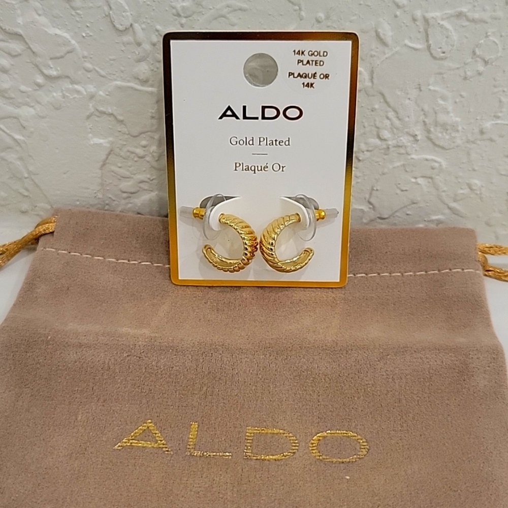 NWT ALDO 14K gold plated earrings with dust bag